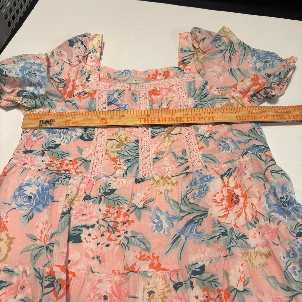 LOFT Pink Floral Square-Neck Peasant Blouse - Picture 4 of 6